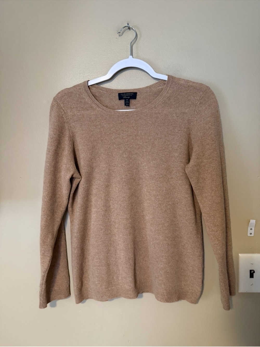 Charter Club Cashmere Classic Camel Crewneck Sweater - Picture 2 of 6